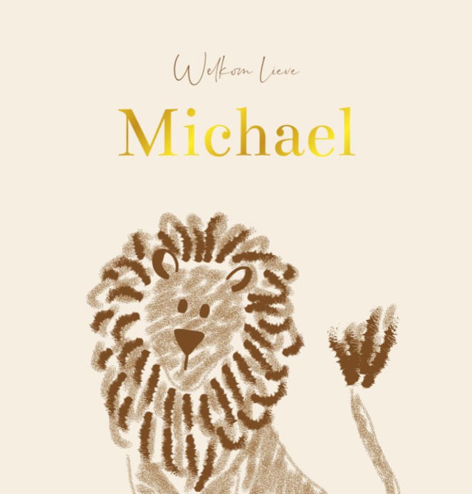 Geboortekaartje neutraal jungle leeuw Michael