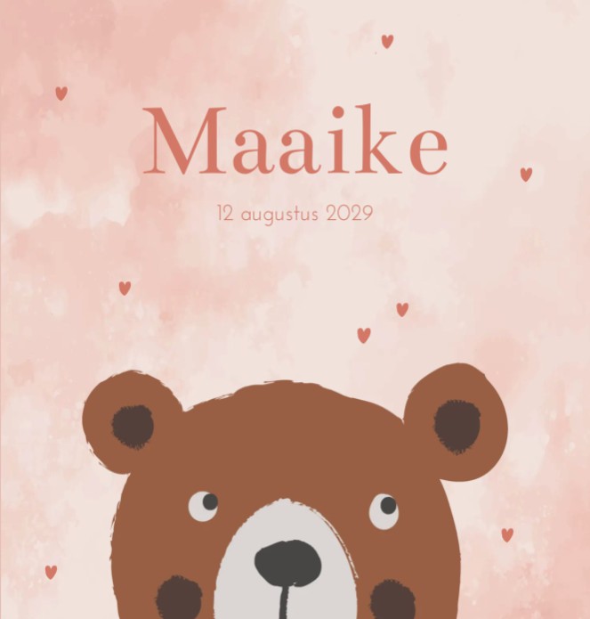 Geboortekaartje meisje beer Maaike