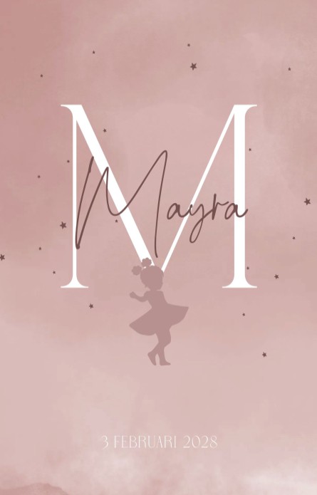 Geboortekaartjes meisje initiaal silhouet Mayra