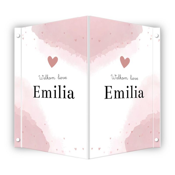 Geboortebord roze aquarel Emilia