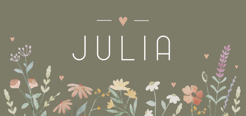 Geboortekaartje dochter donkergroen floral Julia