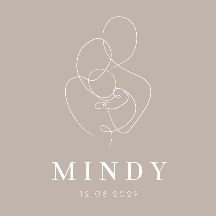 Geboortekaartje meisje lijntekening Mindy