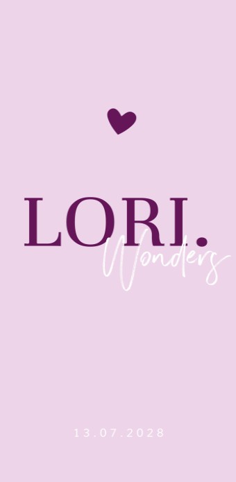 Geboortekaartje meisje paars minimalistisch Lori