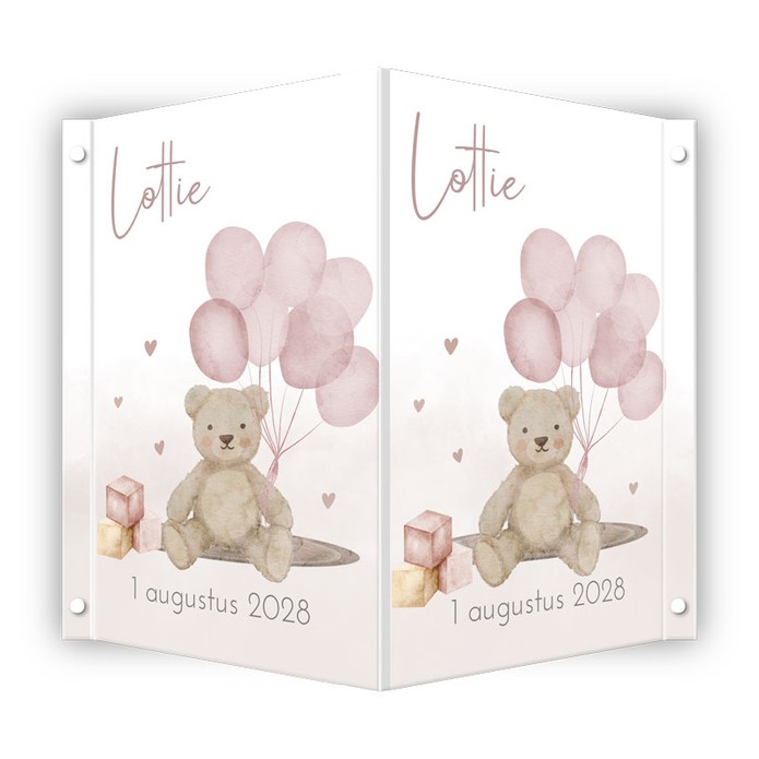 Geboortebord teddybeer ballonnen Lottie