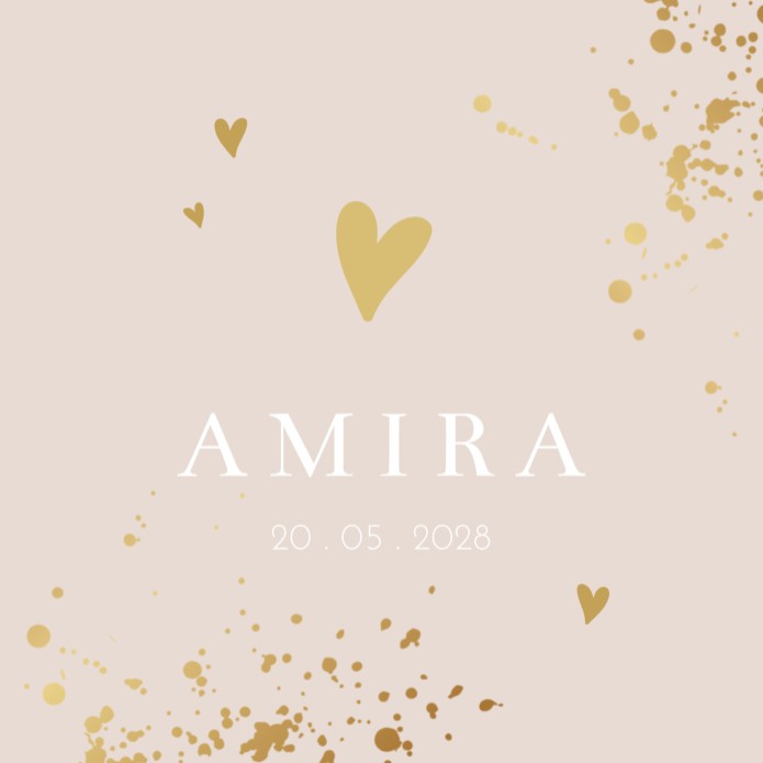 Geboortekaartje meisje goudlook beige Amira
