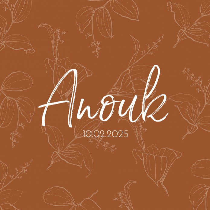 Geboortekaartje meisje bloemen terracotta Anouk