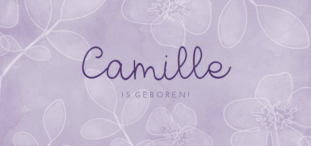 Geboortekaartje meisje bloemen paars Camille
