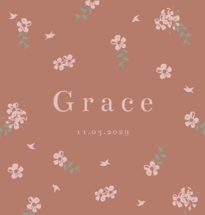 Geboortekaartje meisje bloemen Grace