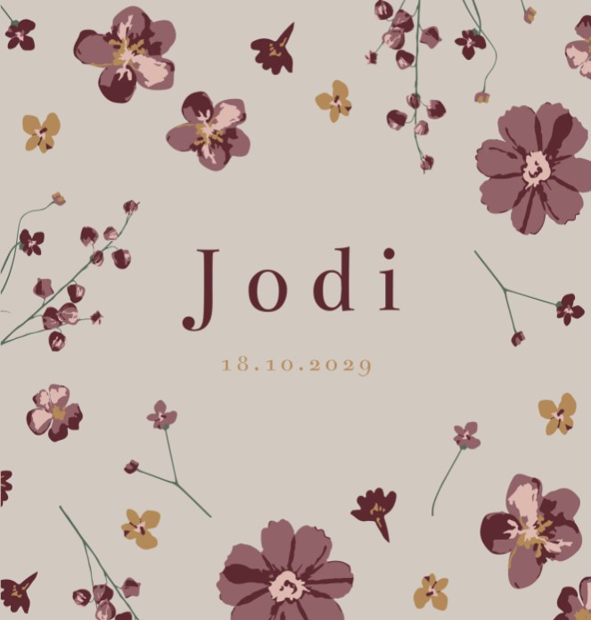 Geboortekaartje meisje bloemen Jodi