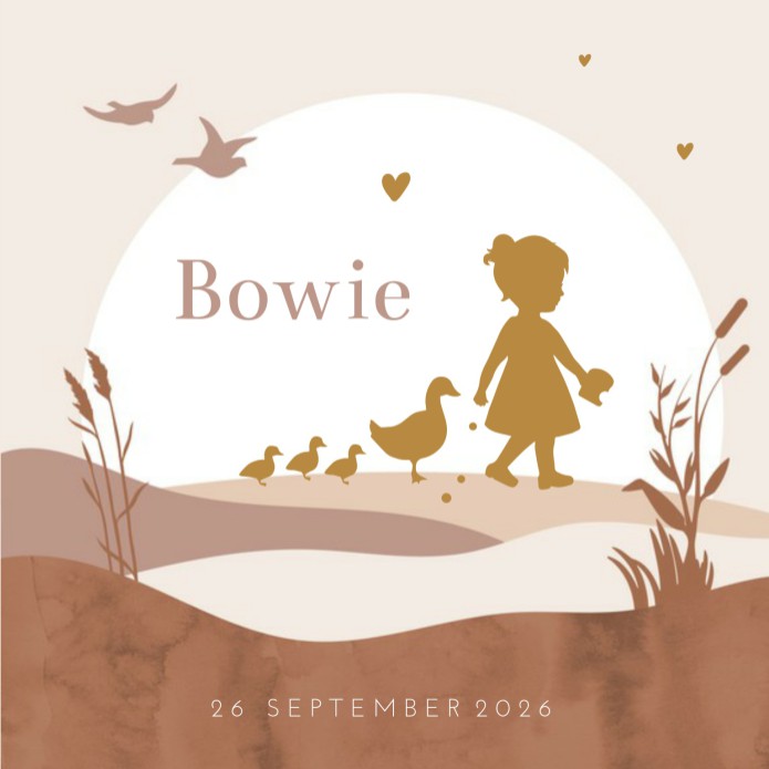 Geboortekaartje meisje silhouetten Bowie