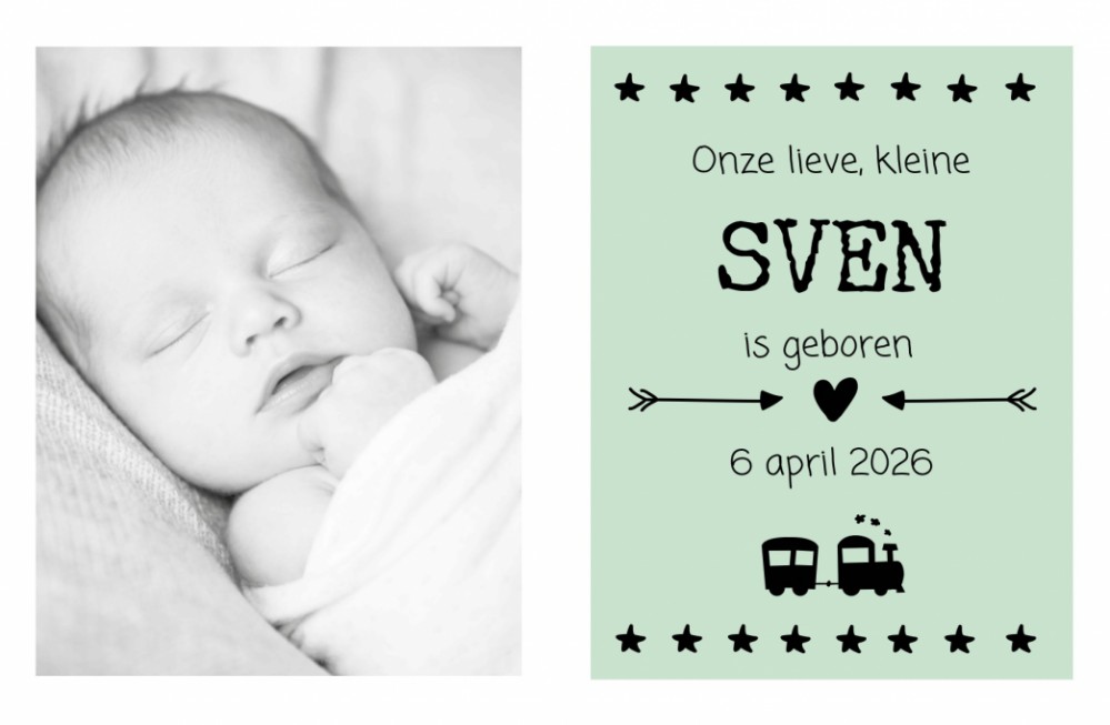 Geboortekaartje jongen foto Sven