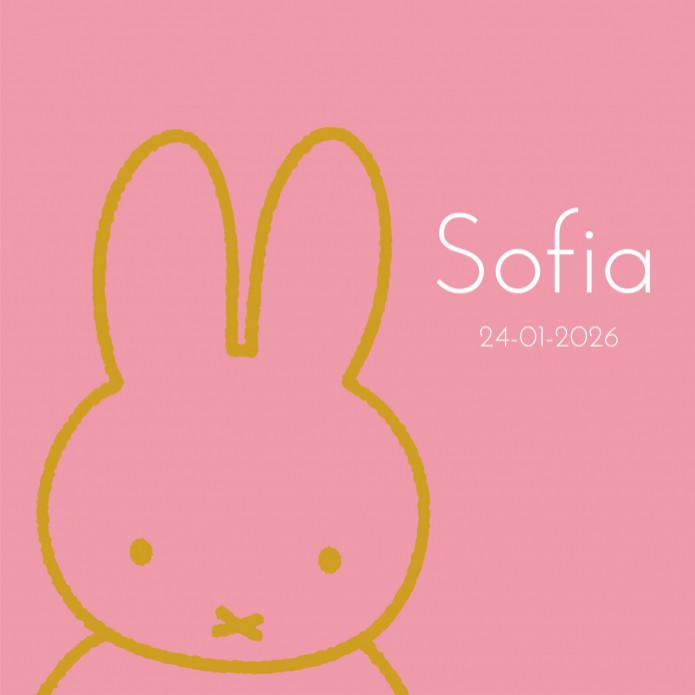Geboortekaartje meisje nijntje portret roze Sofia
