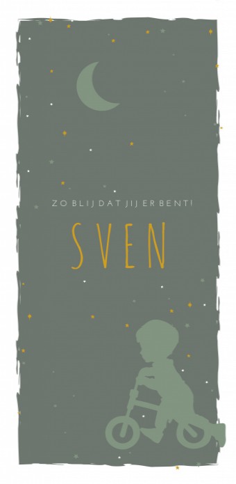 Geboortekaartje jongen silhouette groen Sven