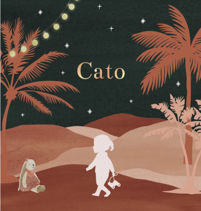 Geboortekaartje meisje landschap silhouet Cato
