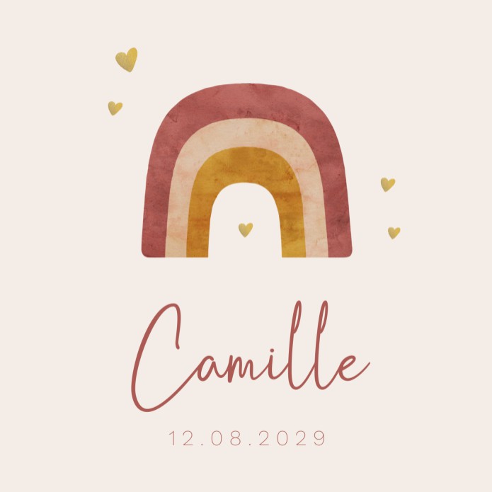 Geboortekaartje meisje regenboog Camille