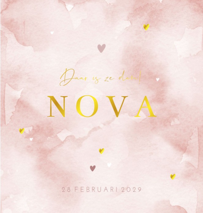 Geboortekaartje meisje roze Nova