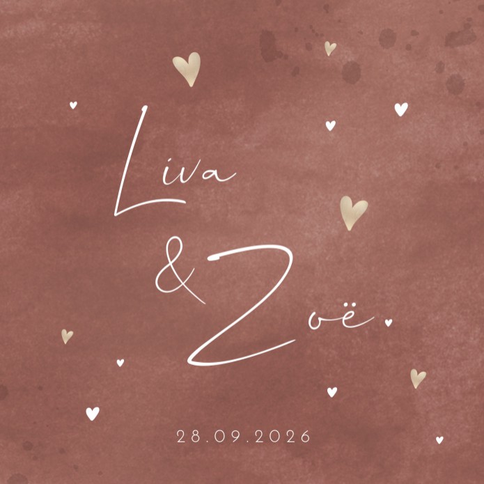 Geboortekaartje tweeling watercolor Liva & Zoë