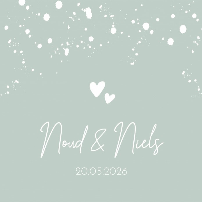Geboortekaartje groen blauw met spetters Noud & Niels