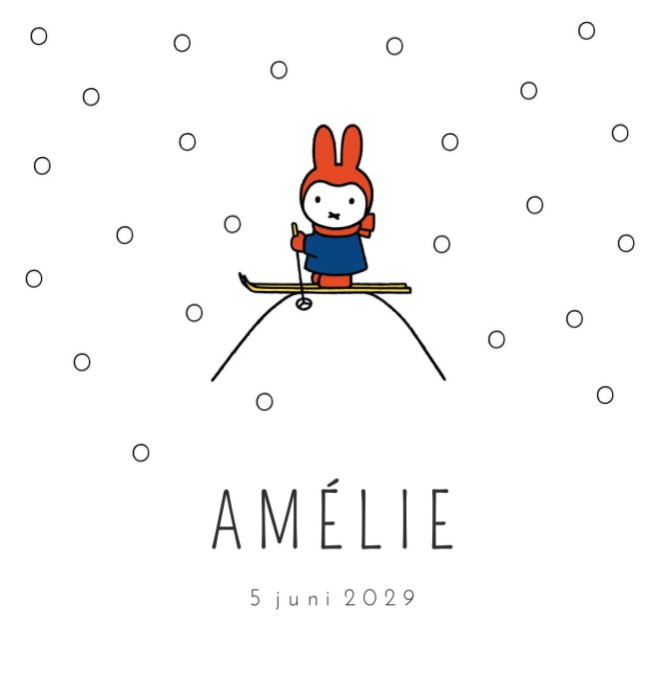 Geboortekaartje nijntje winter Amélie