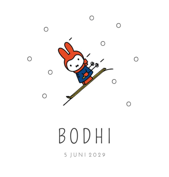 Geboortekaartje nijntje winter Bodhi