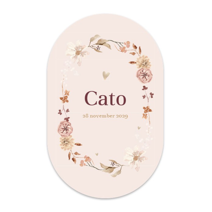 Geboortekaartje meisje bloemen ovaal Cato