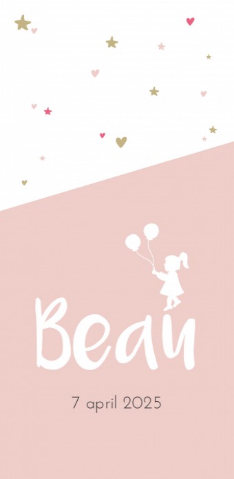 Geboortekaartje Roze Beau