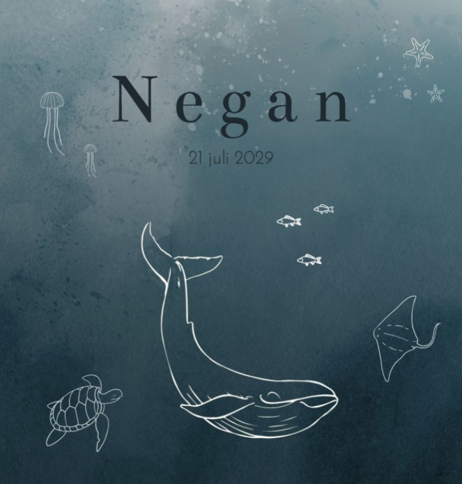 Geboortekaartje jongen zeedieren Negan