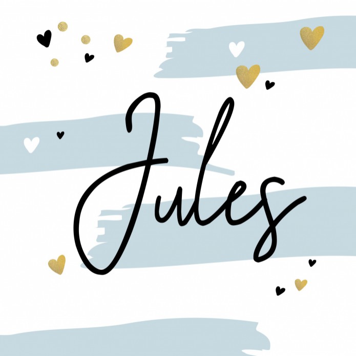 Geboortekaartje blauwe strepen confetti Jules