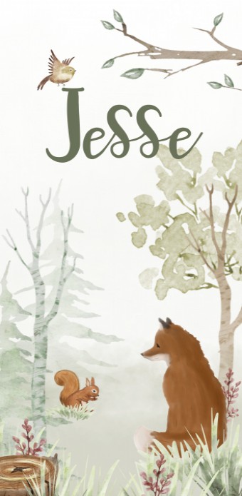 Geboortekaartje jongen vos dieren Jesse