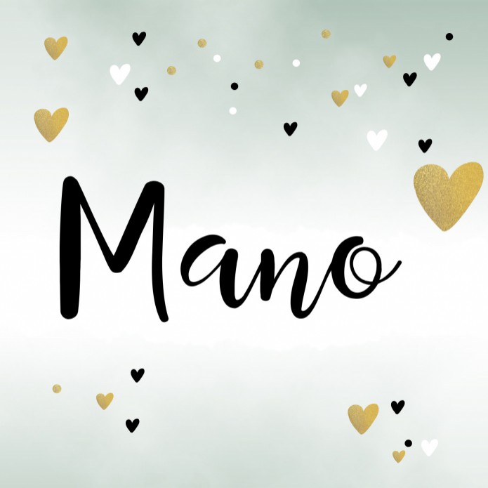 Geboortekaartje jongen waterverf hartjes glitters Mano