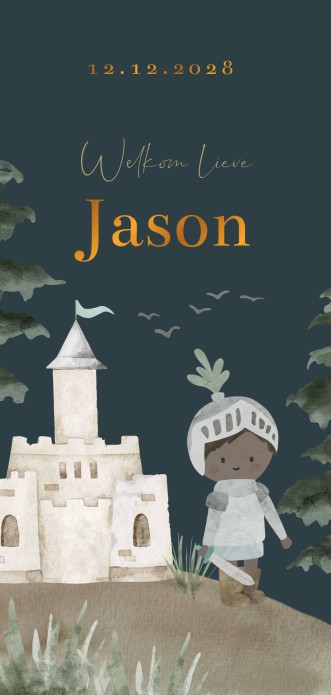 Geboortekaartje jongen kasteel sprookje Jason