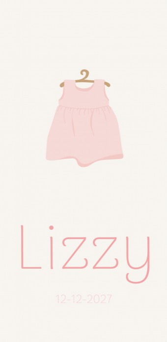Geboortekaartje roze jurk Lizzy