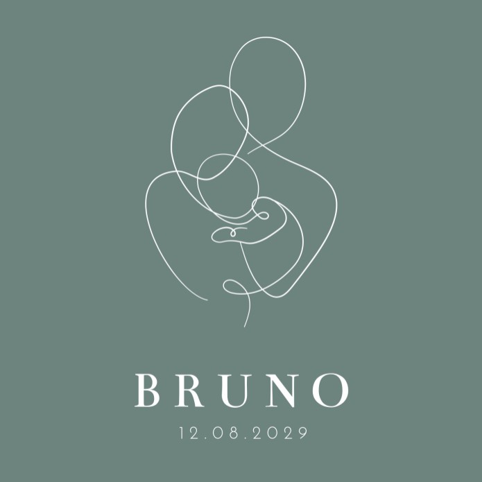 Geboortekaartje jongen lijntekening groen Bruno