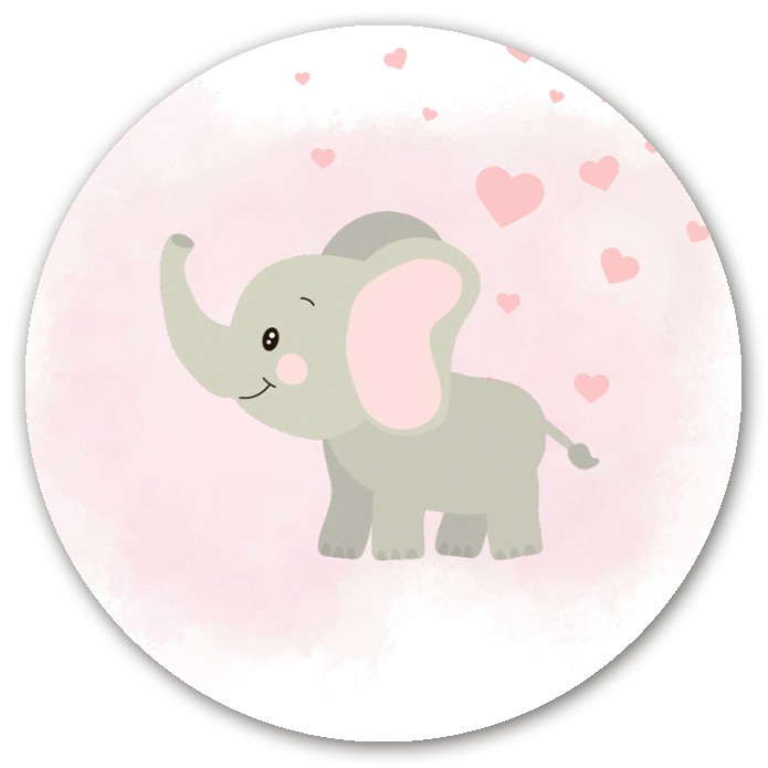 Sluitsticker olifant roze watercolor voor