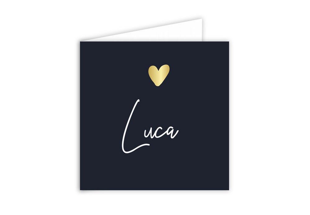 Geboortekaartje jongen minimalistisch gouden hartje Luca