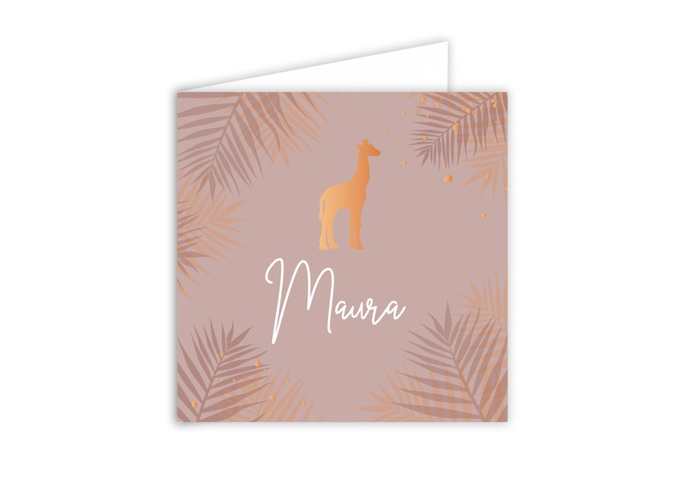 Geboortekaartje silhouette giraffe roze Maura