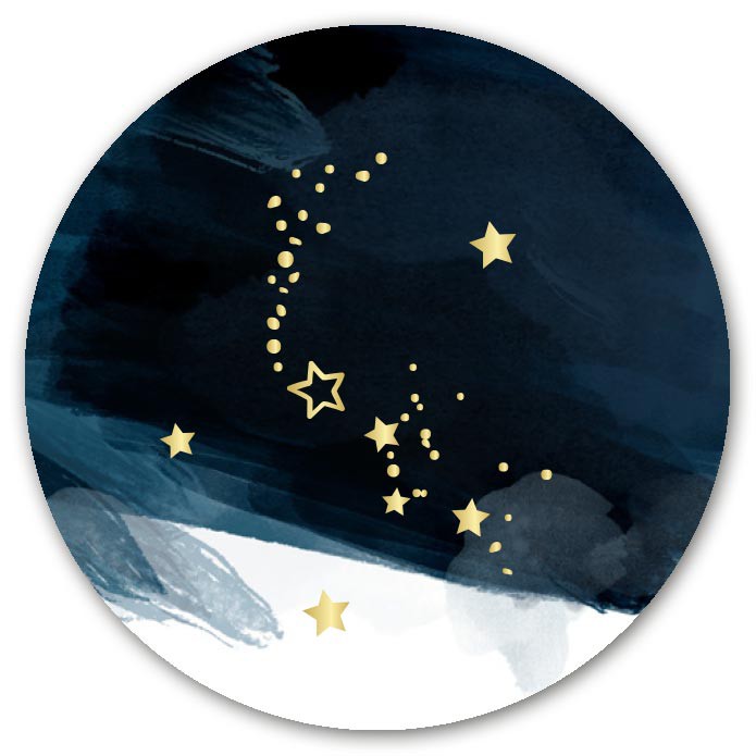 Sluitsticker Prénatal blauw met sterren - goudfolie optioneel