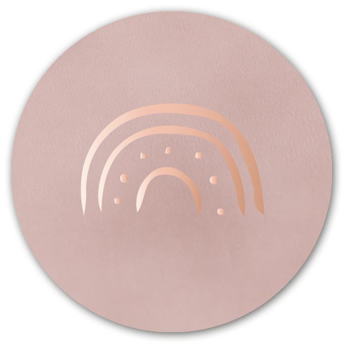 Sluitsticker Prénatal roze met regenboog - rosegoudfolie optioneel voor