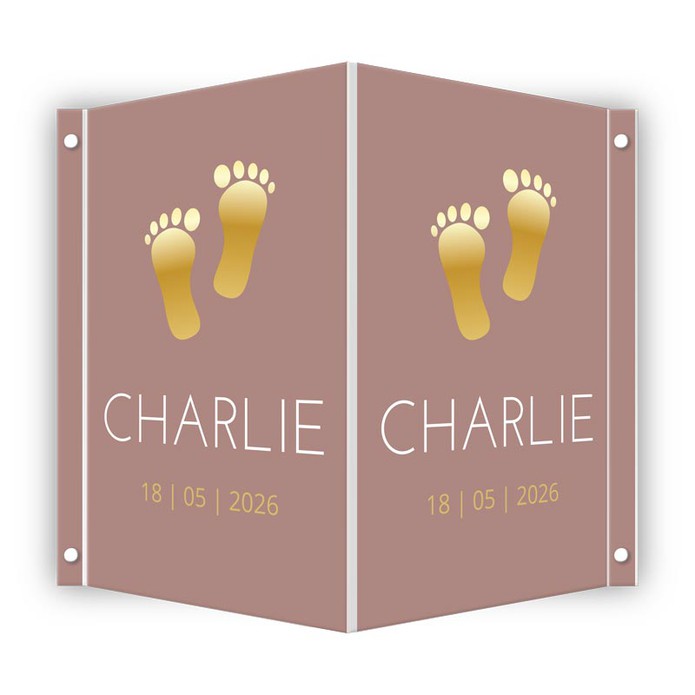 Geboortebord meisje voetjes oudroze Charlie