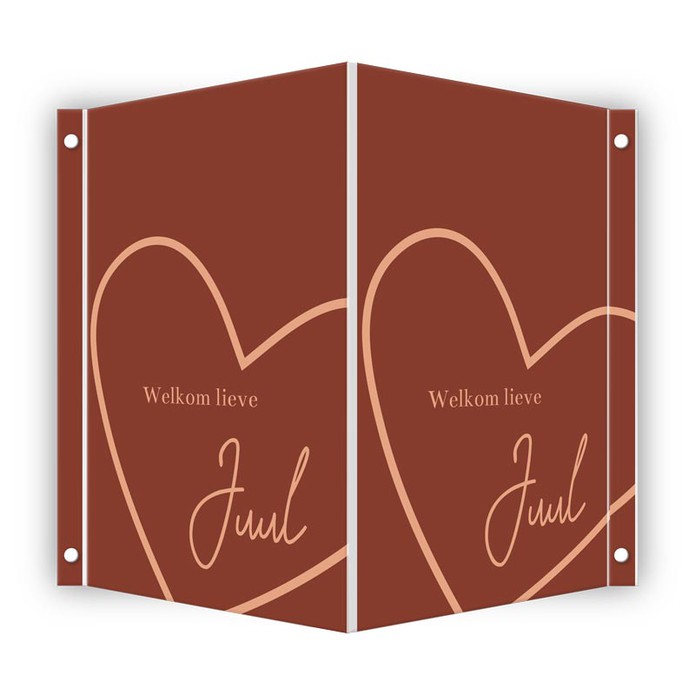 Geboortebord groot hart Juul