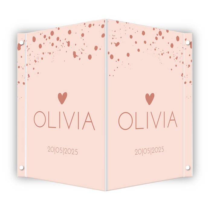 Geboortebord meisje met stoere spetters roze Olivia