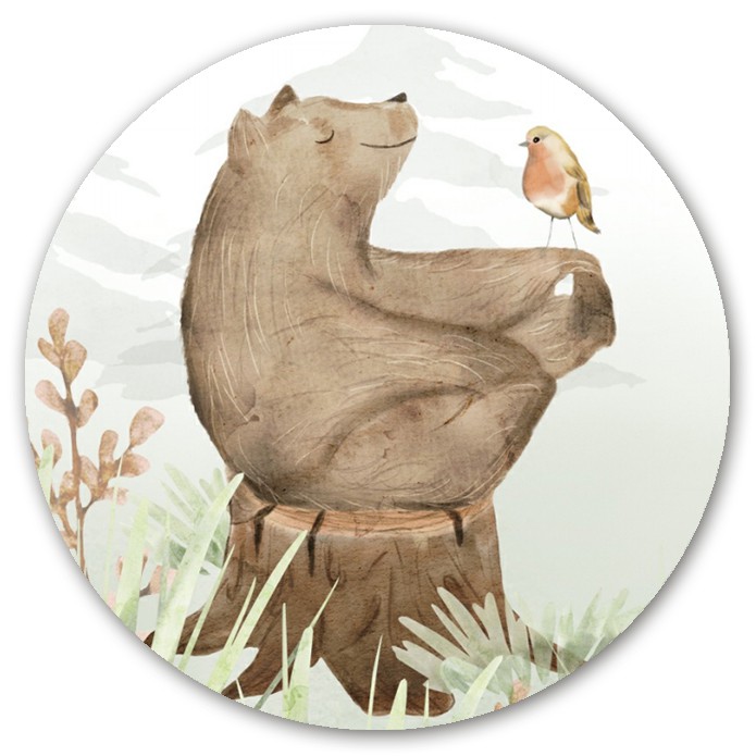 Sluitsticker bosdieren beer aquarel voor