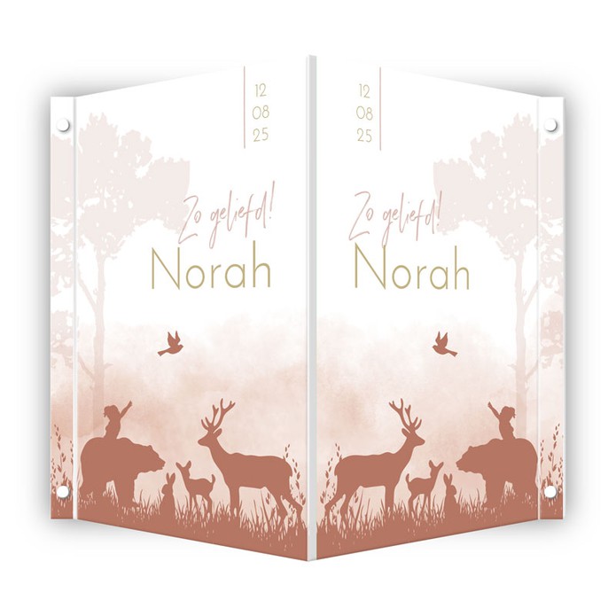 Geboortebord bosdieren silhouette Norah