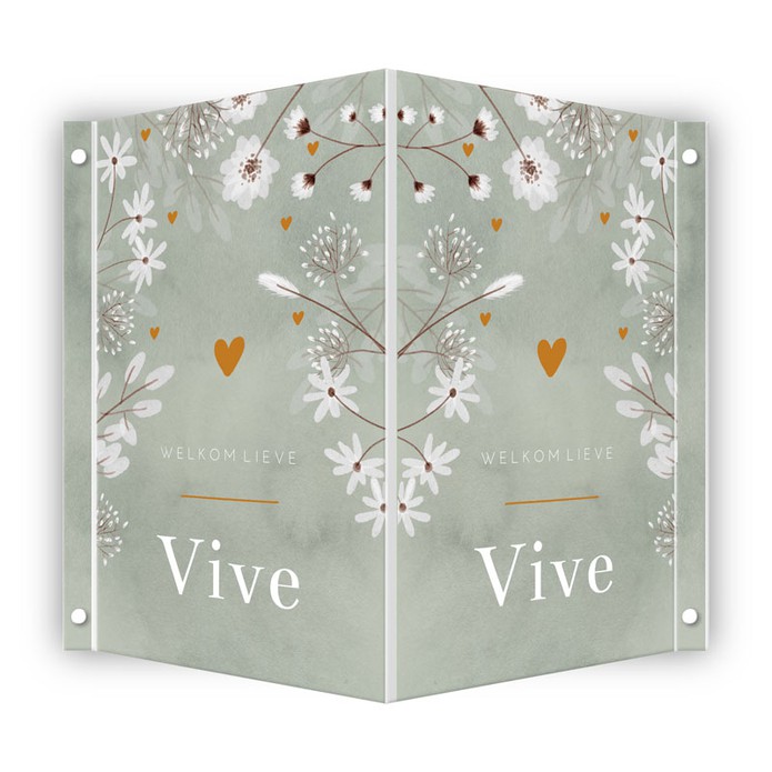 Geboortebord meisje groen floral Vive