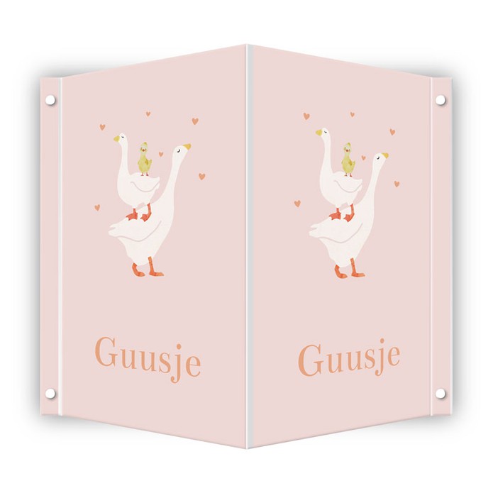 Geboortebord meisje gansjes roze Guusje