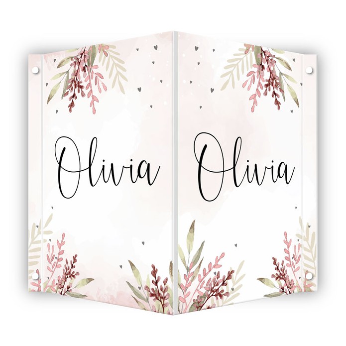 Geboortebord meisje dochter botanical bloemen roze Olivia