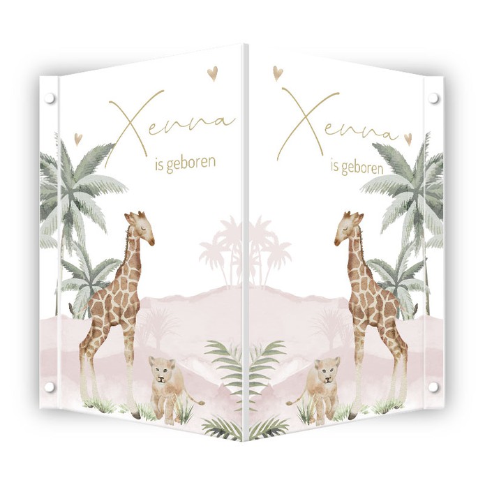 Geboortebord meisje jungle giraf Xenna