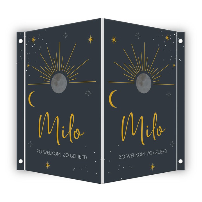 Geboortebord jongen maan en sterren Milo