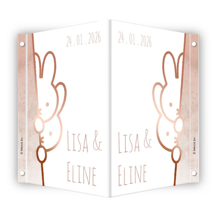 Geboortebord nijntje tweeling Lisa & Eline