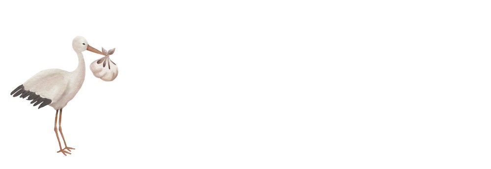 Adressticker ooievaar beige